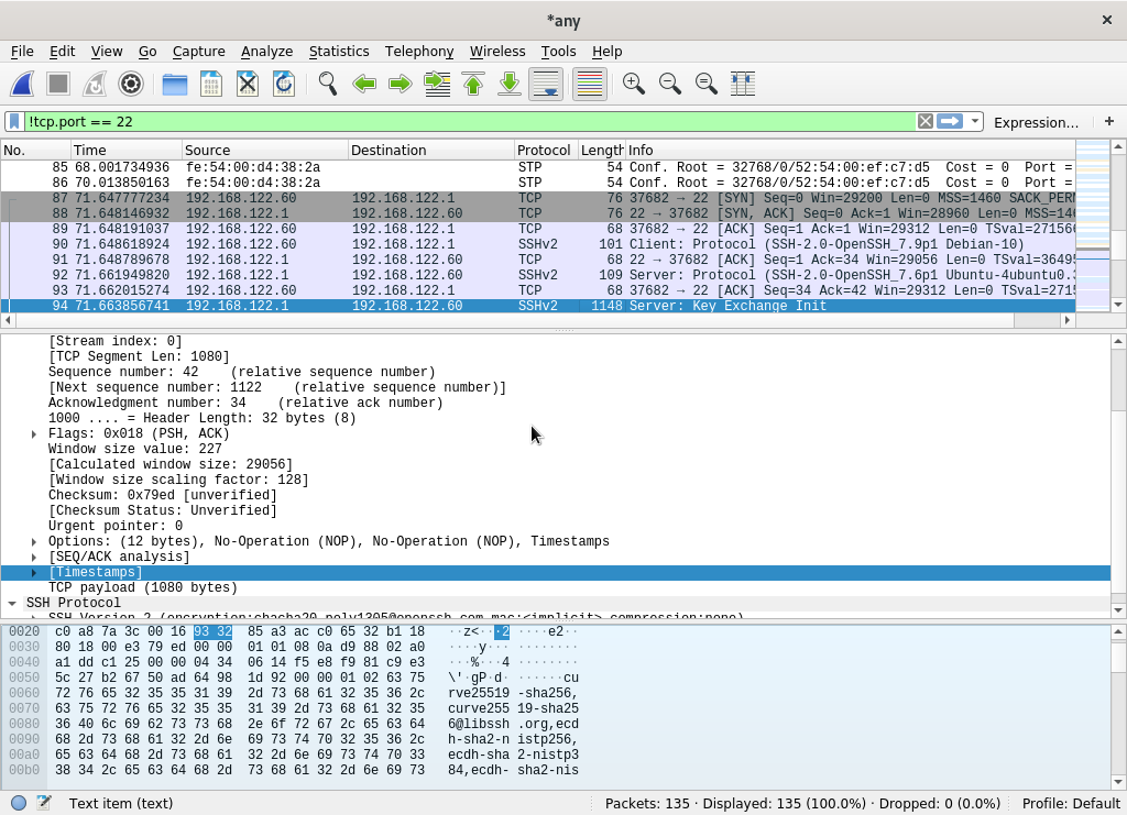 L'analizzatore del traffico di rete wireshark